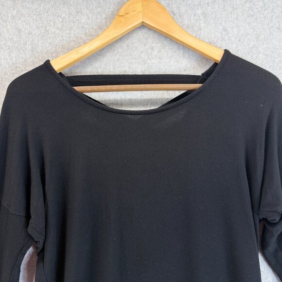 Athleta Womens Black Cross Back Sweater Long Sleeve‎ Shirt Modal Blend Size XXS - Picture 4 of 15